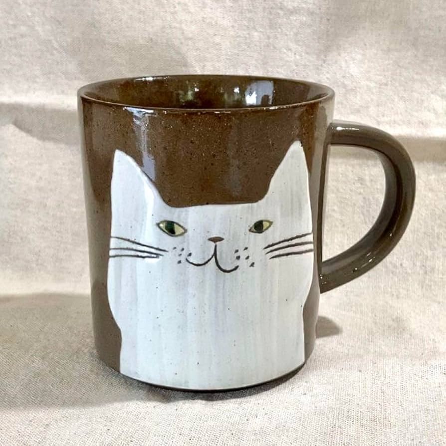 Amazon.co.jp: ダブルデイ 猫 マグカップ 陶器 手描き ネコ ねこ
